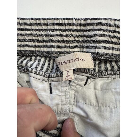 Rewind Pants Striped Linen Blend Wide Leg Raw Hem Drawstring Slash Pocket Size 7 - Picture 3 of 6